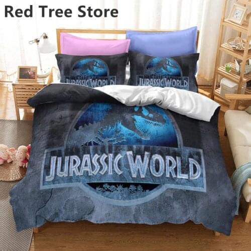 Cartoon Home Textiles For Kids Bed Set Jurassic Park Bedding Set Queen Size Comforter Bedroom Decor Queen Dinosaur Duvet Cover