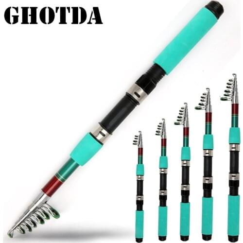 GHOTDA Short Telescopic Fishing Rod Glass Fiber 1.8M 2.1M 2.4M 2.7M 3.0M Rock Fishing Rod Boat Fishing Tackle