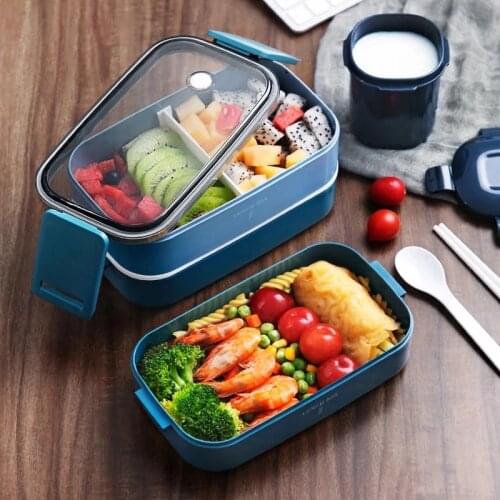 Japanese style Multi-layer lunch box food container storage Portable Leak-Proof bento box for kids with Soup Cup Breakfast Boxes