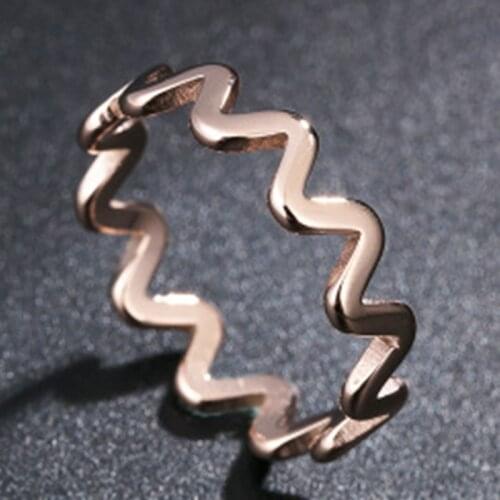 Milangirl Fashion Female Ocean waves Rings Succinct Design Finger Ring For Women Jewelry For Girl