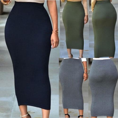 Muslim Bodycon Skirt High Waist Stretch Long Women Plus Size Winter Knitted Ladies Pencil Skirt Fashion New Dress