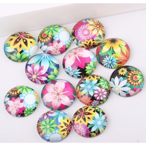 Reidgaller mix candy flower photo round dome glass cabochon 10mm 12mm 14mm 18mm 20mm diy jewelry components for earrings pendant