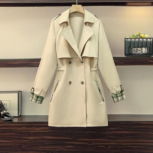 Spring 2021 new paragraph dust coat grows in fat younger sister collect waist thin coat covered meat tooling minus age