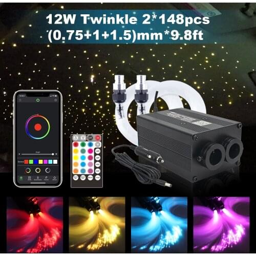 NEW LED Fiber Optic Lights Smart Bluetooth APP Control 12W Twinkle Music Control 296pcs Cable Car Roof Starry Sky Ceiling Light