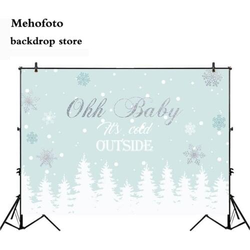 Mehofoto Ohh Baby is Cold Outside Newborn Baby Shower Winter Birthday Theme Party Decoration Snowflake Backdrop for Photo 202