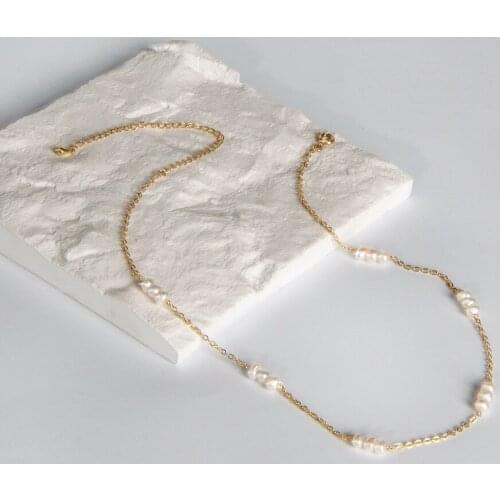 2021 INS Hot Simple 14K Real Gold Plated Freshwater Pearls Beads Pendant Choker Necklace For Women Girls Trendy Jewelry Gift