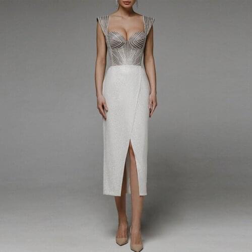 Dresses Backless Embroidered Split Cocktail Dresses Sexy Loose Evening Party Dress Wedding Evening Dress Formal Dresses 2021