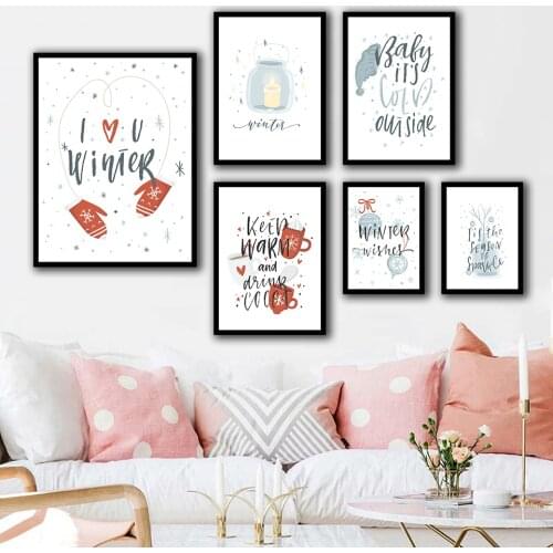 Christmas in Winter Nordic Posters And Prints Wall Art Canvas Painting Wall Pictures For Living Room Decor