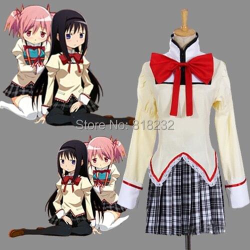Puella Magi Madoka Magica Kaname Madoka /Akemi Homura School Uniform Dress Anime Cosplay Costumes
