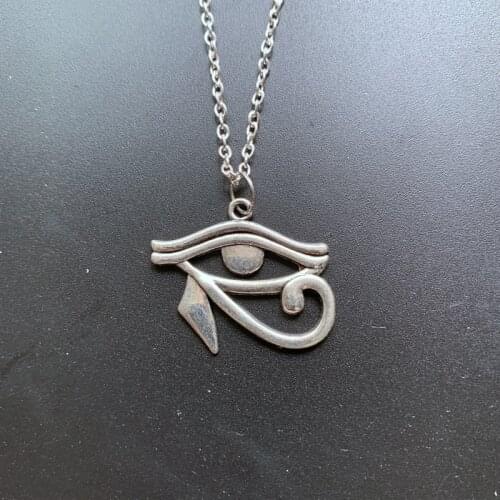 Tibetan Silver Hurus Eye Energy Necklace Party Small Gift Ancient Egypt Eye Of Horus Charm Pendant Necklace Dropshipping 1pc