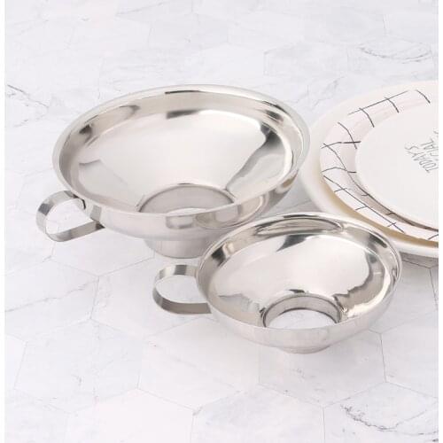 Very Popular 2 Size Stainless Steel Wide Mouth Canning Funnel Cup Hopper Filter Kitchen Tools