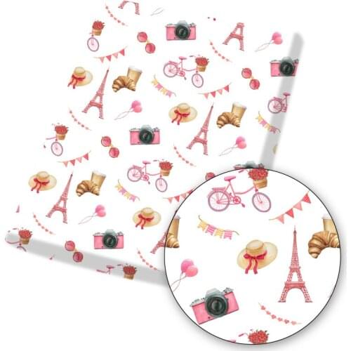 Balloon EiffelTower Patchwork Printed Polyester Cotton Fabric for Tissue Sewing Quilting Fabrics Needlework Material DIYHandmade