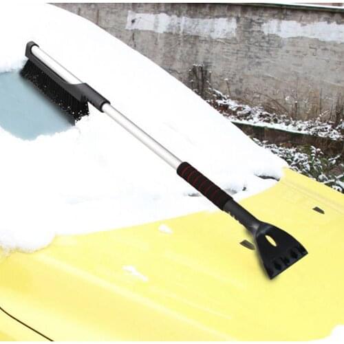 2-in-1 Retractable Snow Brush Car Portable Ice Scraper Window Snow Removal Brush Aluminum Alloy Deicing Frost Snow Removal