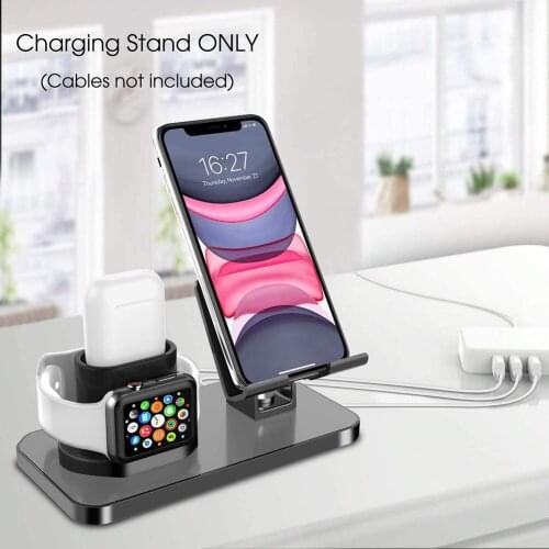 Charging Stand 3 in 1 Multifunctional Convenient Phone Watch Charger with Cable Storage Holder for iPhone Charging Cables