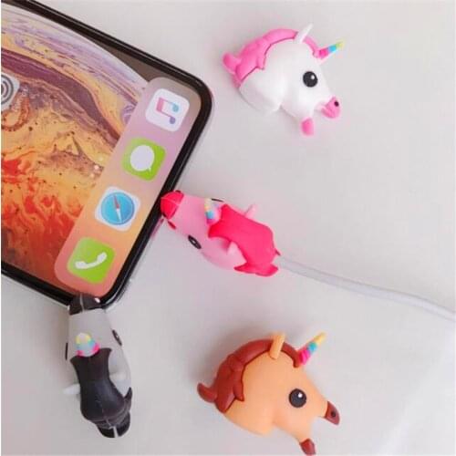 Cable Bite Cartoon Unicorn Cable Protector Wire Winder Data Line Cord For Iphone USB Charging Protective Cover Winder Organizer