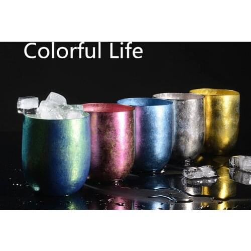 Health Pure titanium cup mug double-layer anti-scalding water cup coffee cup lovers simple cup juice beer mug by PYTITANS