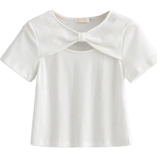 JC·KILIG Short Chic Top Womens Fashion Hollow-Out 2021 Summer Short-Sleeved T-Shirt Y2170