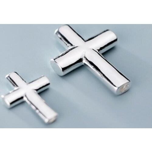 925 Sterling Silver DIY Sideways Cross Spacer Bead Charm Tube A2674