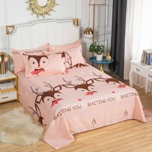 1PC Pink elk cute bed sheets machine-washable fitted bed sheet 1.5M 1.8M bedding home decor bed sheets full cover fabric