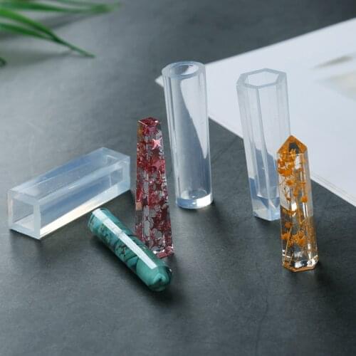 1PC DIY Pendant Liquid Silicone Mold Resin Jewelry Pendant Mould Handmade Decoration Tools Cylinder Trapezoid Crystal