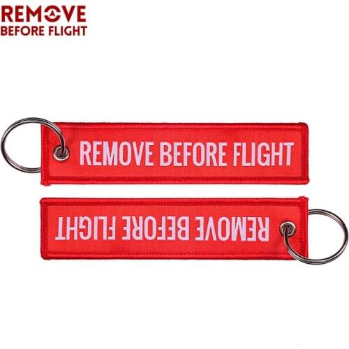 100 PCS Before Flight Woven Key Ring Special Luggage Tag Label Red Keychain for Aviation Gifts OEM Keychain