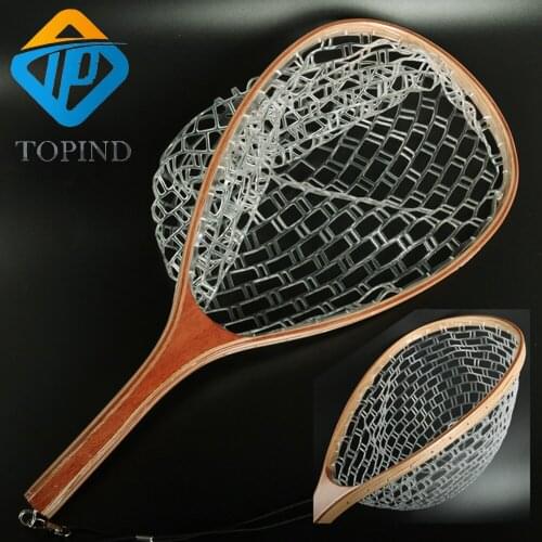 2PCS Landing Net for Fly Fishing Trout Bass Net Soft Rubber Mesh Catch and Release Net TOPIND fishing tackle