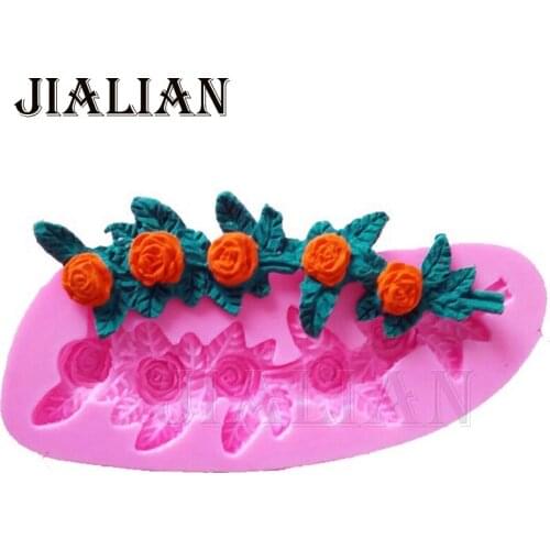 3D Rose Flower Silicone Mold Fondant Cake Decorating Sugarcraft Baking Tools leaves cake pop recipe T0846