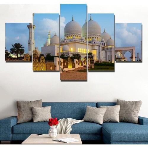 Canvas Pictures Home Wall Art Decoration Framework 5 Pieces Beautiful Masjid In Islam Paintings For Living Room HD Prints Poster