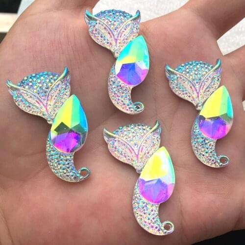 8pcs 21*40mm Bling Crystal AB Resin Rhinestone Flatback Cabochon Stone DIY Wedding Decoration Crafts -HT04