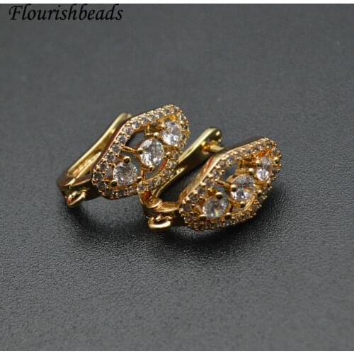 Slap-up Big CZ Paved Flower shape Gold Silver Gun Metal Color Earring Hook Clasps Earrings Accessories Jewelry Making Supplies