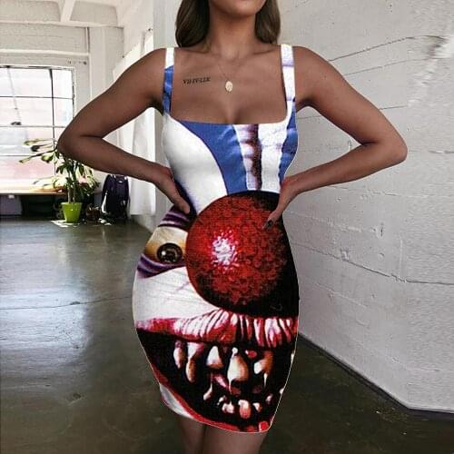 Giyu Brand Clown Dresses Women Food Halter Sleeveless Galaxy Bodycon Dress Cosplay Vestido Sexy Womens Clothing Party New Beach