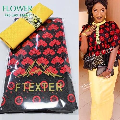 Black And Yellow 2.5+2.5 Yards Swiss Voile Lace In Switzerland With Bazin Riche Fabrics 2021 Guinea Dry Lace Stones Basin Fabric