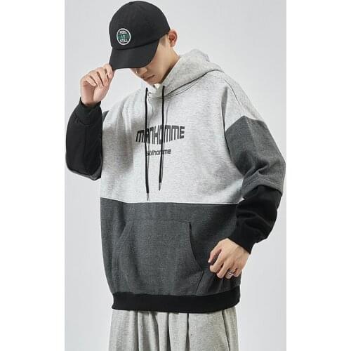 2021 Japanese Black Hoodies Sweatshirt Men Autumn Winter Hip Hop Punk Streetwear Patchwork Casual Pullover Womens Sweatshirt