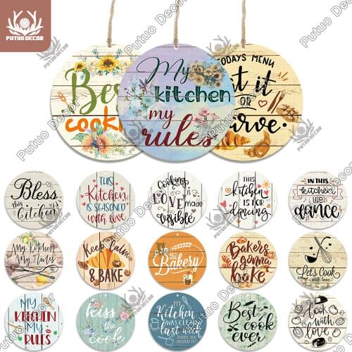 Putuo Decor Kitchen Wooden Signs Wall Plaque Room Door Decoration for Home Sweet Kitchen Decor Living Family Plaque Wood Gifts