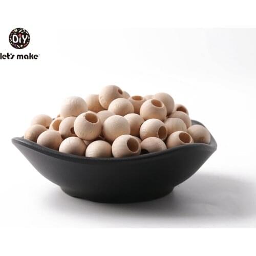 Lets make 12mm 50pcs Wooden Beads Baby Products Accessories Teething Necklace Charm Pendant Wooden Toy BPA Free Baby Teether