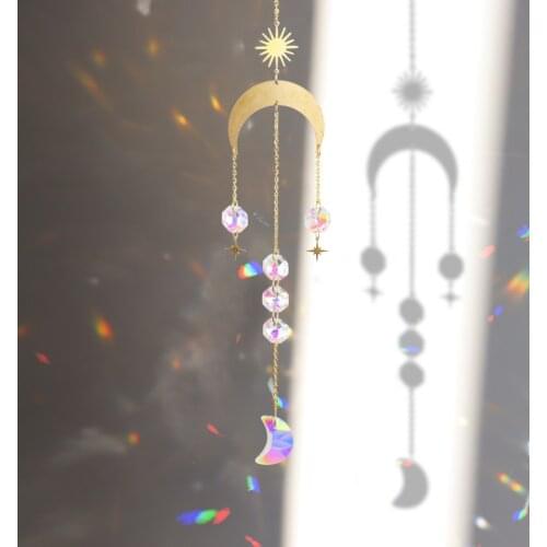Star Hexagon Crystal Chandelier Lighting Accessories Curtain Home Garden Sun Ball Crystal Hanging Metal Ornament Pendant