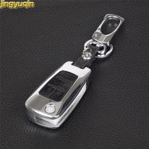 Jingyuqin 5PCS Zinc Alloy+Leather Car Key Case Cover For Chevrolet CRUZE CAPTIVA CHEVY XL EPICA camaro AVEO CAVALIER Sail