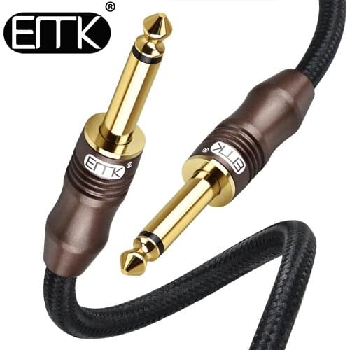 EMK Jack 6.3 Mono Cable Braided 6.35 6.5 Jack Male to Male Aux Cable 1.5m 3m 5m 8m 10m 15m for Guitar Mixer Amplifier Bass