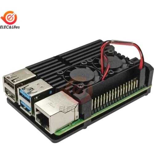 For Raspberry Pi 4 Model B /B+ Case CNC Aluminium Alloy Box with Dual Cooling Fan Heat sink heatsink