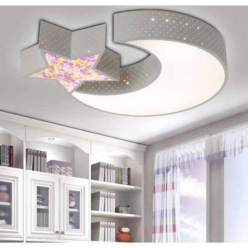 Creative star half moon led ceiling light led child baby room lights ceiling lamps bedroom decoration lights ferr shipping