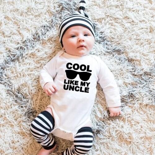 Cool Like My Uncle Baby Boys Bodysuits Autumn Long Sleeve Bodysuit Winter Ropa Onesie Newborn Shower Present 0-24M