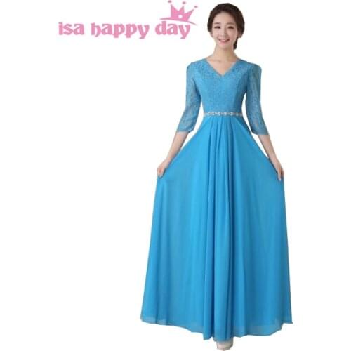 Lace overlay long bridesmaid dress lace half sleeve sexy party a-line womens bride made dresses for bridesmaids H2779