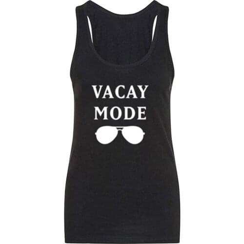 Lyprerazy Summer Funny Letter Print Tank Top Womens Vacay Mode Sunglasses Fitness Workout Racerback Tank Tops