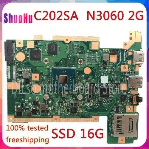 KEFU C202SA For ASUS C202 C202SA Mainboard 2G RAM SSD 16G DDR3L Laptop Motherboard REV2.0 original Test work 100