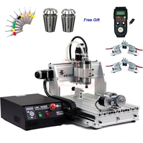 800W Mini CNC Router 3040 4 Axis Limit Switch Metal Drilling Milling Machine Wireless Handwheel Controller