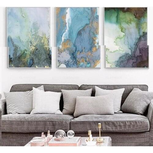 Marble Wall Art Canvas Painting Abstract Blue and White Nordic Posters and Prints for Living Room Modern Home Decoration