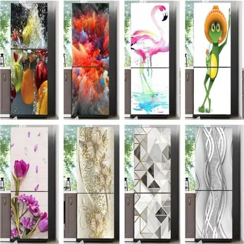 Modern Design Fridge Door Cover Wall Sticker Self-adhesive flower Refrigerator Stickers Wallpaper home decor adesivos de paredes