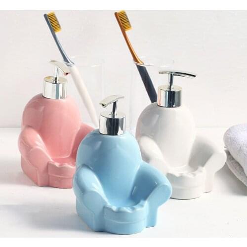Nordic Ceramic Hand Sanitizer Bottle Can Put Soap Bathroom Toilet Press Bottling Shampoo Bottle Lotion Storage Container 380ml