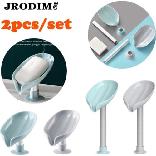 New Leaf-Shaped Soap Box 45 Degree Soap Drain Holder Perforated Free Standing Suction Drain Rack Bathroom Storage Accessories