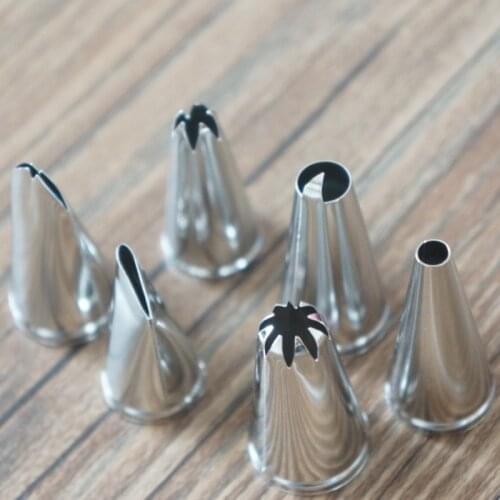 New 6Pcs/set Stainless Steel Icing Piping Nozzles Pastry Tips Set For Cake Decorating Sugarcraft Tool Best Deal 1 Set D811